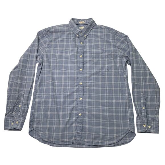 Authentic Fossil Mens 54 XL Blue White Plaid Long Sleeve Button Down Shirt - Picture 2 of 7